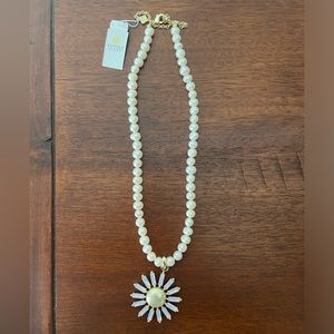 Kendra Scott Madison Daisy Convertible Gold Pearl Necklace in Pink Opal Crystal